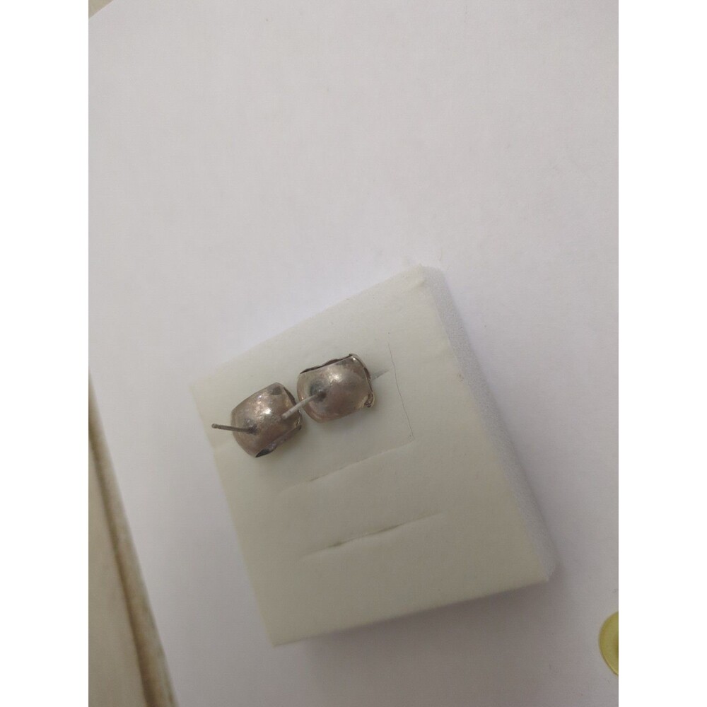 Turquoise Sterling Silver Rectangular Post Earrings Navajo Vintage - Picture 7 of 7
